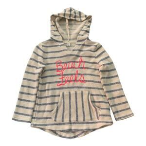 Old Navy Girls Hoodie Sweatshirt Sweater Pullover Medium 8 Pink Beige Striped